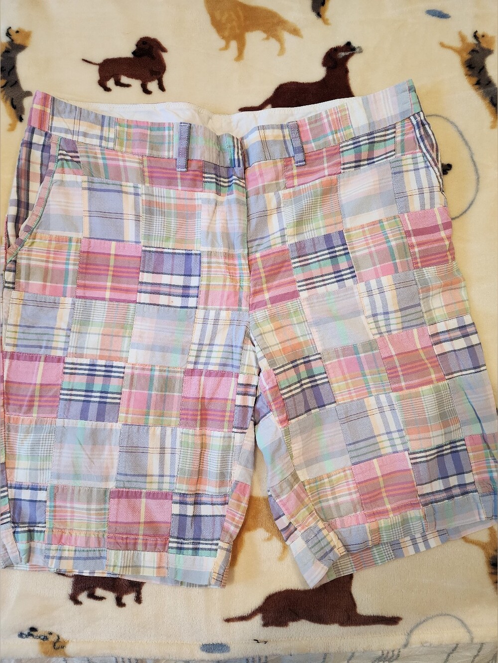 L.L.Bean Pastel Plaid Patchwork Favorite Fit Shorts Size 16. - Picture 4 of 13